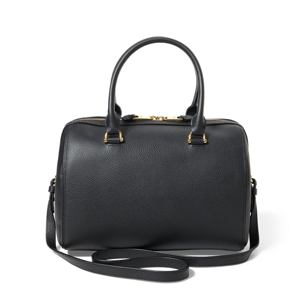 Black Pebble Leather Braelyn Satchel Lauren 4