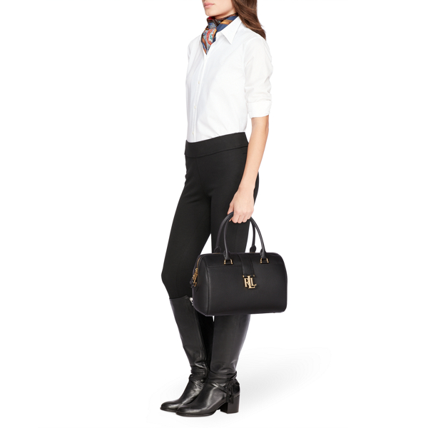 Black Pebble Leather Braelyn Satchel Lauren 6