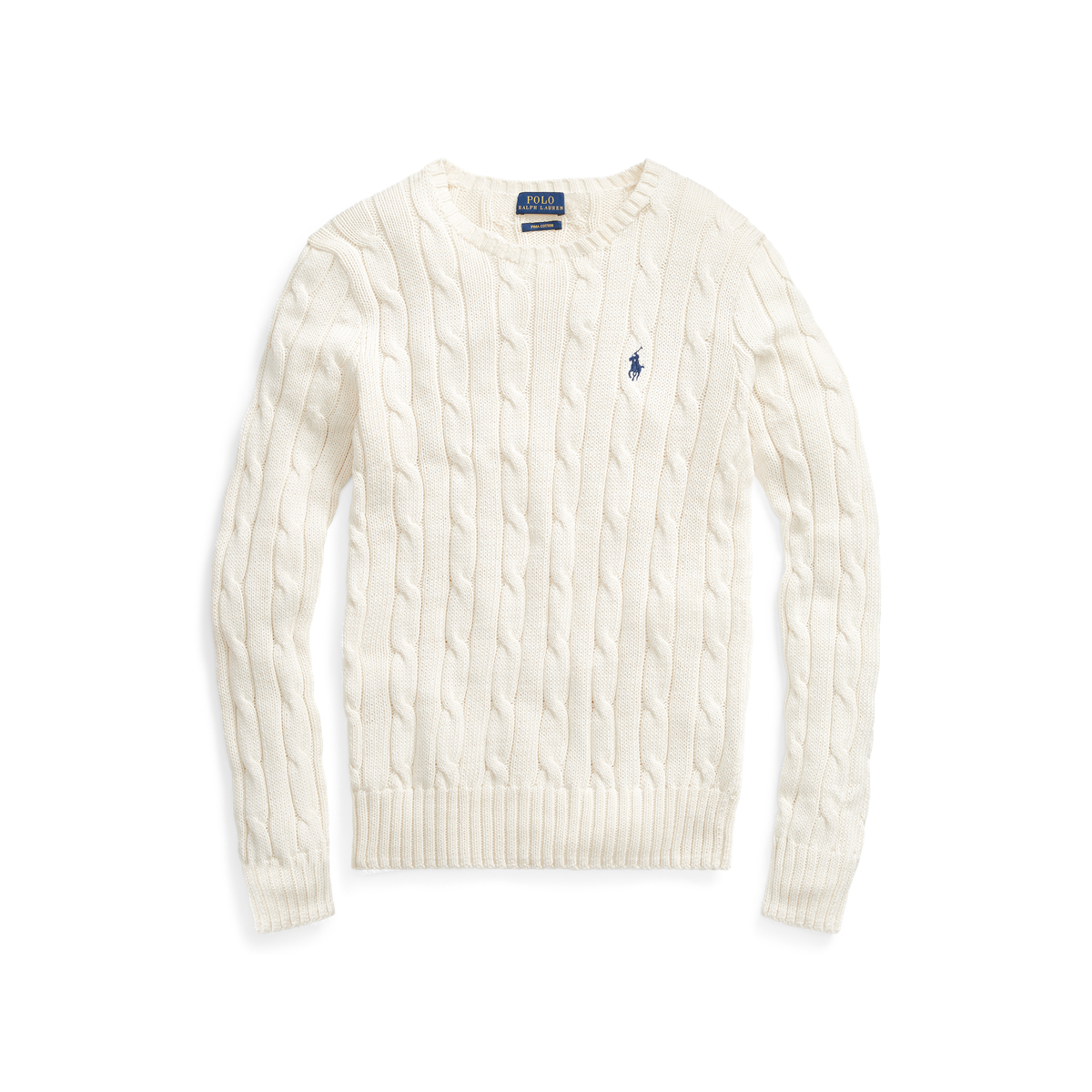 Cable-Knit Cotton Crewneck Sweater | Ralph Lauren