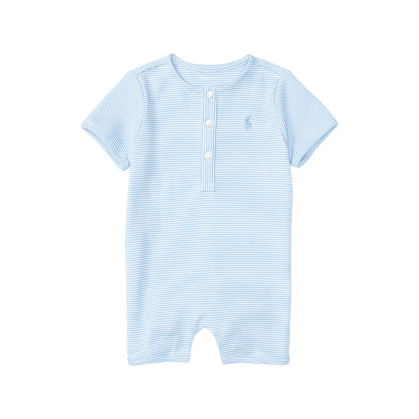 Striped Cotton Shortall Baby Boy em 1