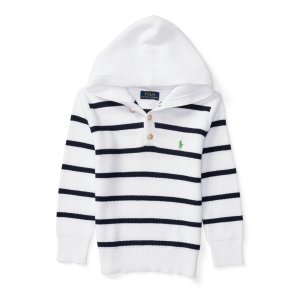 White Multi Striped Cotton Hooded Sweater Boys 2-7 1