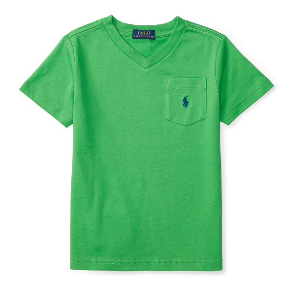 Neon Green Cotton V-Neck Pocket Tee Boys 2-7 1