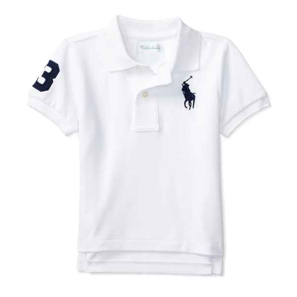 White Cotton Mesh Polo Shirt Baby Boy 1