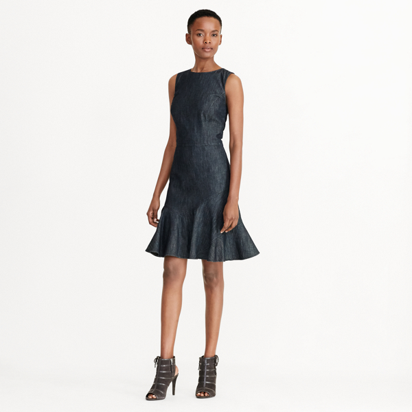 Mineral Blue Ruffled Denim Dress Lauren 3