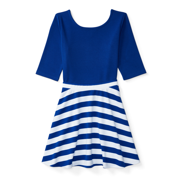 Active Royal/White Ponte Top & Striped Skirt Set Girls 7-16 1