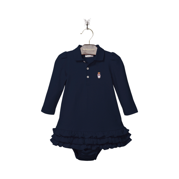 French Navy Baby Girl Bear Dress & Bloomer Baby Girl 1