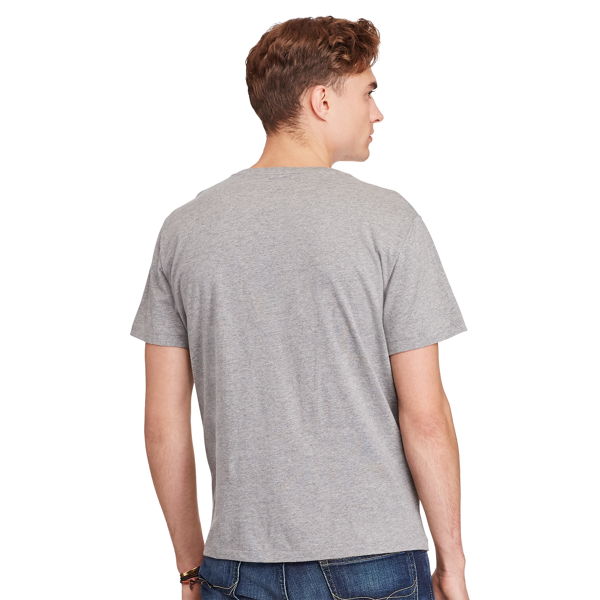 Speedway Grey Heather Cotton Jersey V-Neck T-Shirt Polo Ralph Lauren 4