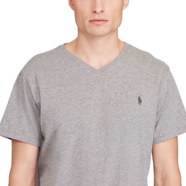 Speedway Grey Heather Cotton Jersey V-Neck T-Shirt Polo Ralph Lauren 5