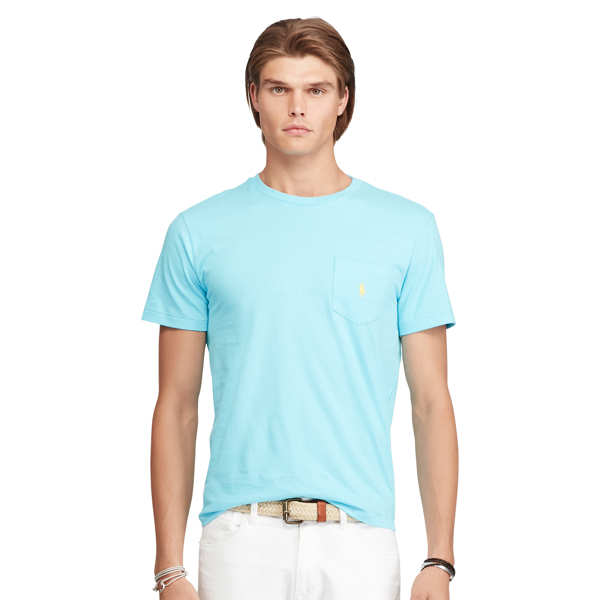 French Turquoise Cotton Jersey Pocket T-Shirt Polo Ralph Lauren 3