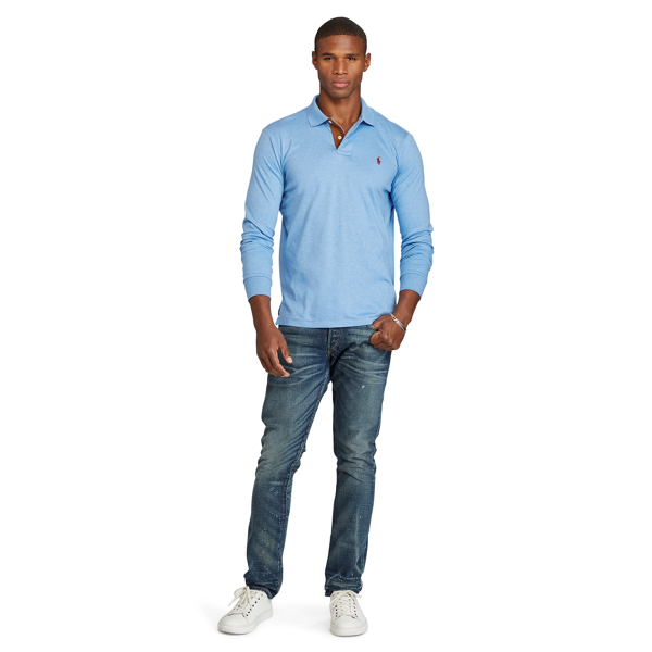 Soft Royal Heather Custom Fit Long-Sleeve Polo Polo Ralph Lauren 2