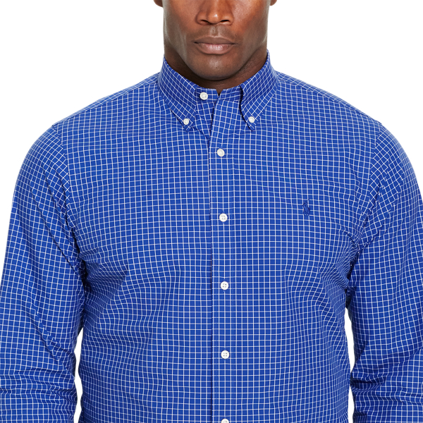 Navy/White Classic Fit Cotton Shirt Big & Tall 5