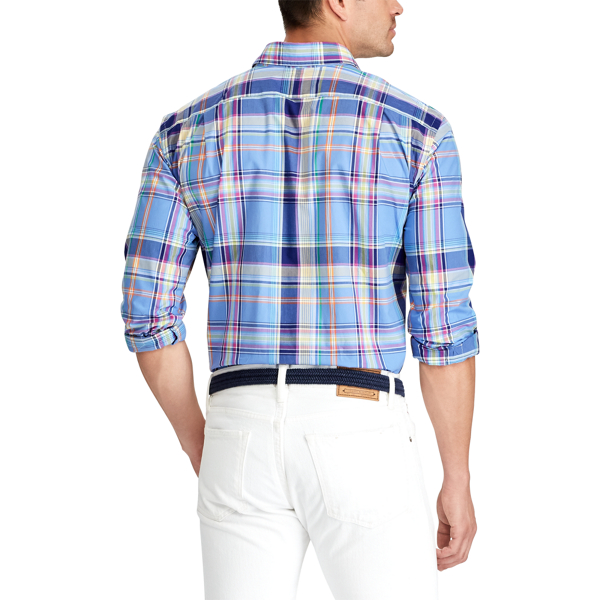 Steel Blue/White Classic Fit Plaid Cotton Shirt Big & Tall 4