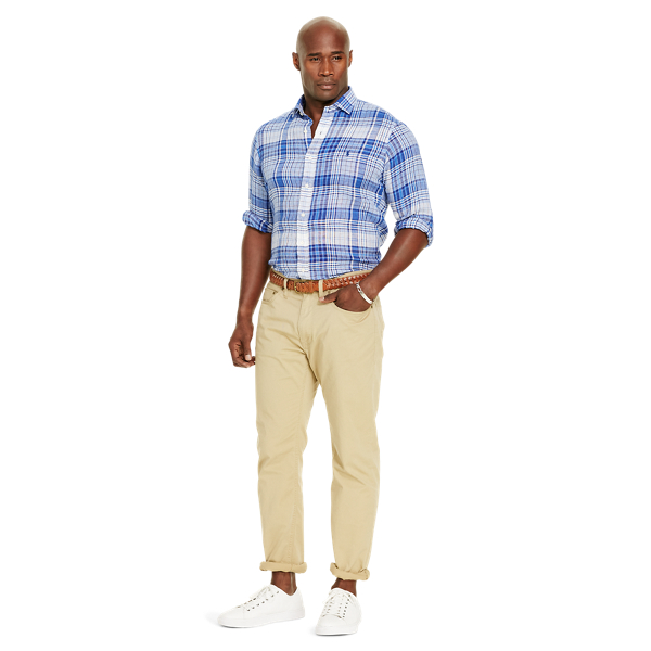 Blue Multi/White Classic Fit Plaid Linen Shirt Big & Tall 2