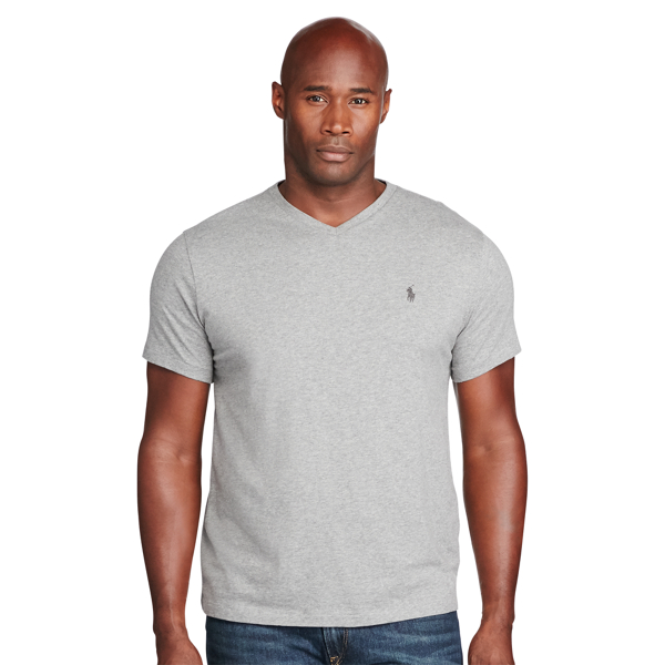 Speedway Grey Heather Cotton Jersey V-Neck T-Shirt Big & Tall 3