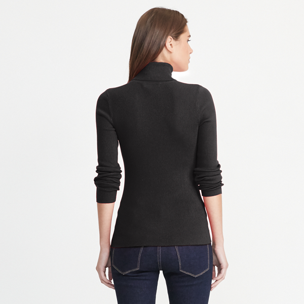 Black Ribbed Turtleneck Sweater Lauren 2