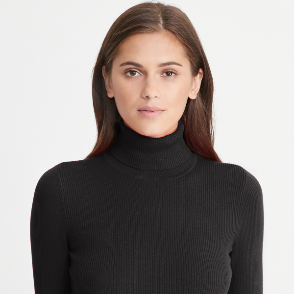 Black Ribbed Turtleneck Sweater Lauren 3