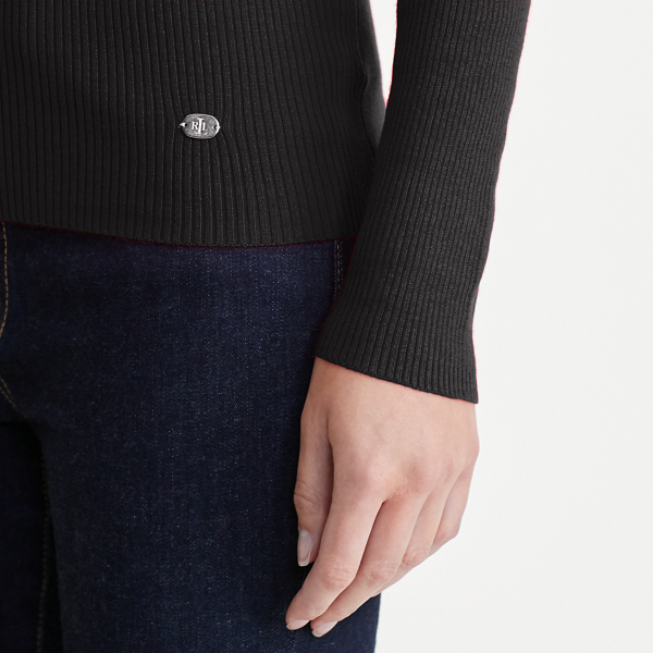 Black Ribbed Turtleneck Sweater Lauren 4