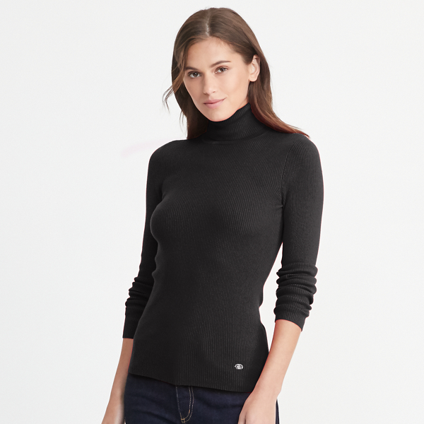 Black Ribbed Turtleneck Sweater Lauren 1