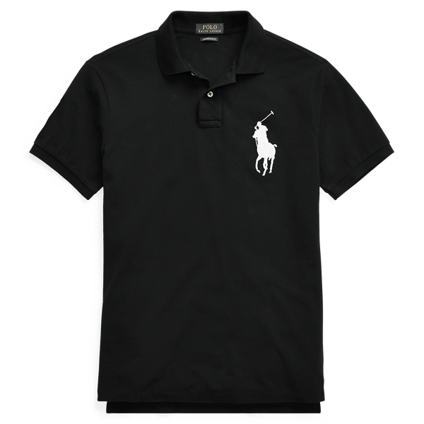 Polo Black/White Custom Slim Fit Mesh Polo Polo Ralph Lauren 1