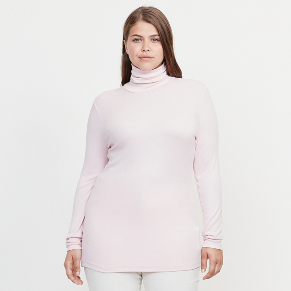 Pale Rose Ribbed Jersey Turtleneck Lauren Woman 1