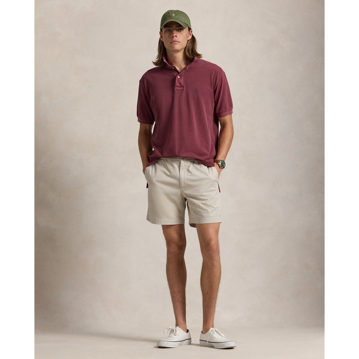 Мужские шорты Polo Ralph Lauren 6-Inch Polo Prepster Stretch Chino, цвет: Серо-бежевый — фото 4