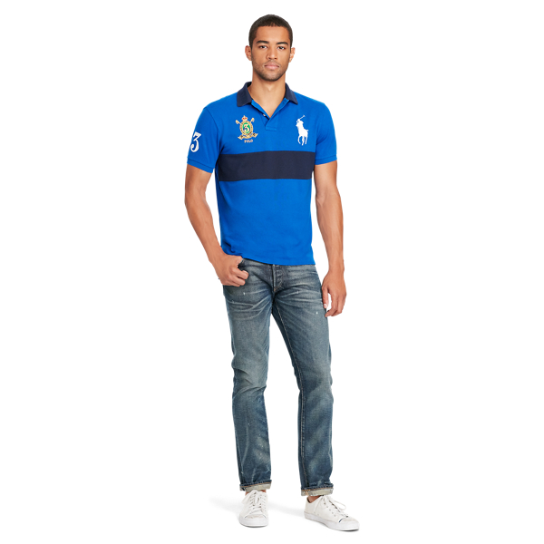 Sapphire Star/Cruise Nvy Custom Slim Fit Mesh Polo Polo Ralph Lauren 2