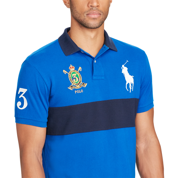 Sapphire Star/Cruise Nvy Custom Slim Fit Mesh Polo Polo Ralph Lauren 5