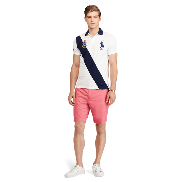 White/Newport Navy Sash Custom Slim Fit Mesh Polo Polo Ralph Lauren 7