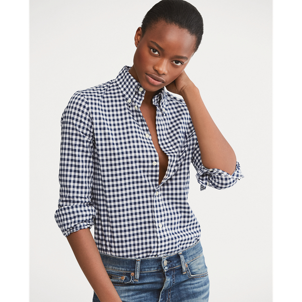 Gingham collared shirt hotsell