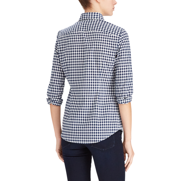 Navy/White Slim Fit Gingham Shirt Polo Ralph Lauren 6