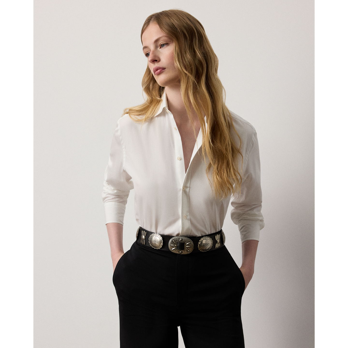 Женская рубашка Ralph Lauren Adrien Relaxed Fit Broadcloth, цвет: Белый — фото 1