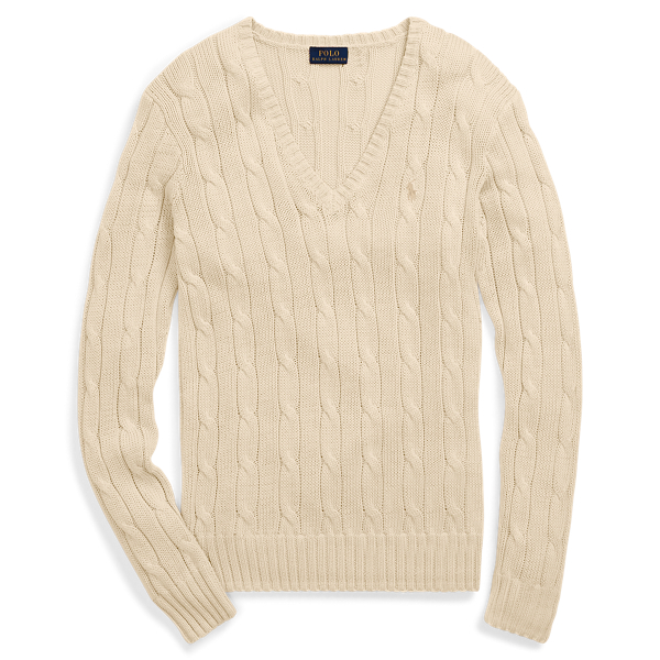 Cable Knit V Neck Sweater