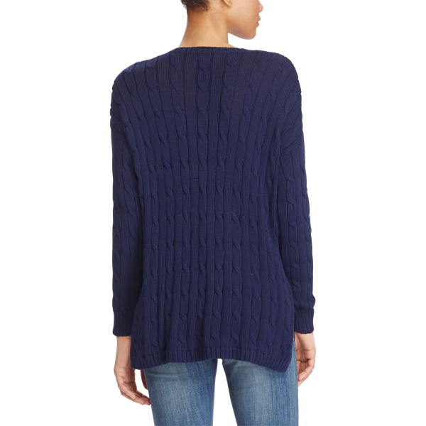 Bright Navy Cable-Knit Side-Slit Jumper Polo Ralph Lauren 5