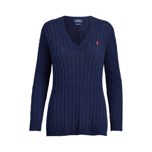 Bright Navy Cable-Knit Side-Slit Jumper Polo Ralph Lauren 2