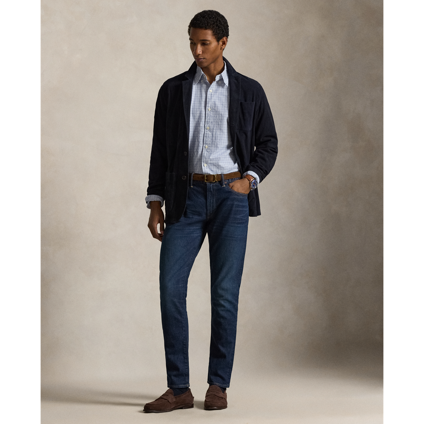 Мужская рубашка Ralph Lauren Classic Fit Tattersall Oxford, цвет: Синий / Белый разноцветный — фото 1