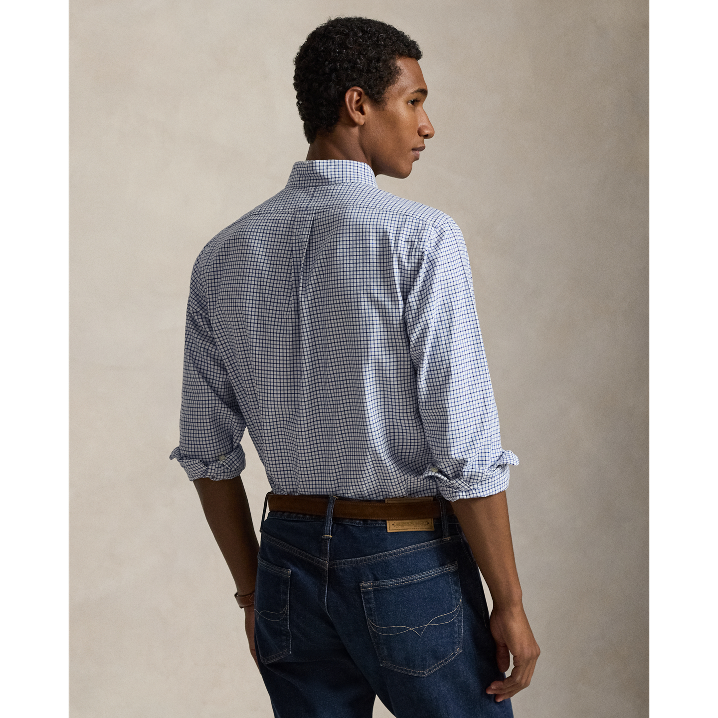 Мужская рубашка Ralph Lauren Classic Fit Tattersall Oxford, цвет: Синий / Белый разноцветный — фото 2