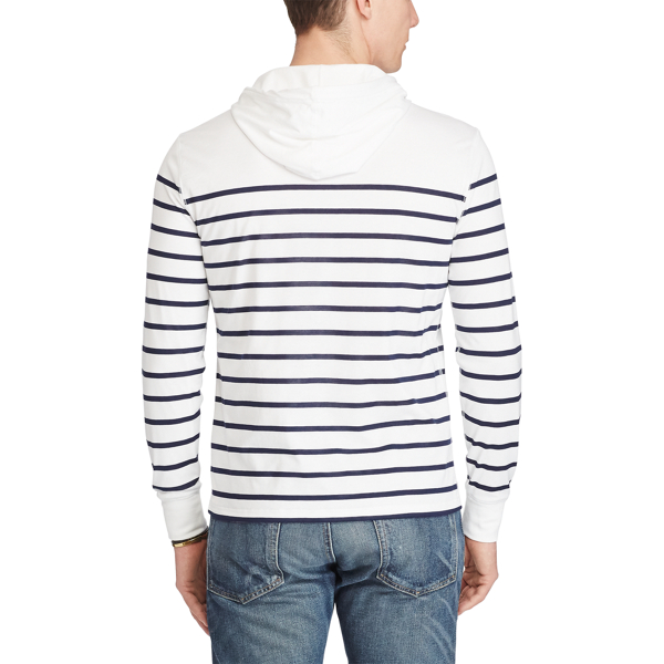 White/Newport Navy Striped Cotton Jersey Hoodie Polo Ralph Lauren 4