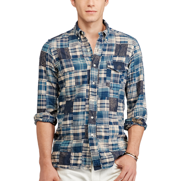 Indigo/Navy Multi Classic Fit Cotton Shirt Polo Ralph Lauren 2