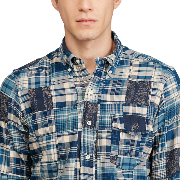Indigo/Navy Multi Classic Fit Cotton Shirt Polo Ralph Lauren 3
