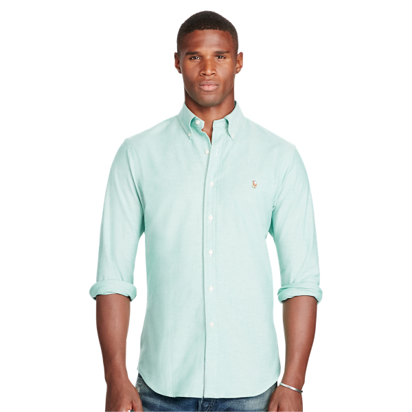 Green/White Slim Fit Stretch Oxford Shirt Polo Ralph Lauren 3