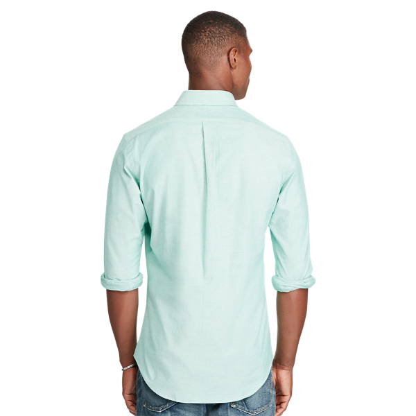Green/White Slim Fit Stretch Oxford Shirt Polo Ralph Lauren 4