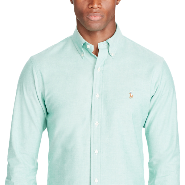 Green/White Slim Fit Stretch Oxford Shirt Polo Ralph Lauren 5