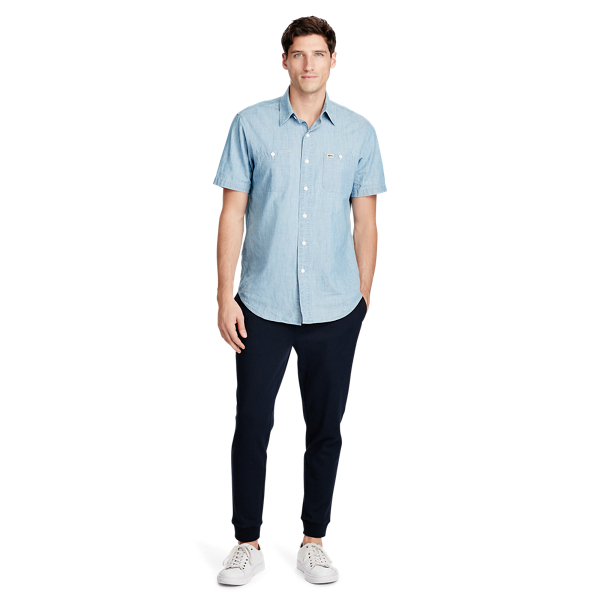 Lite Indigo/Natural Classic Fit Chambray Workshirt Polo Ralph Lauren 2