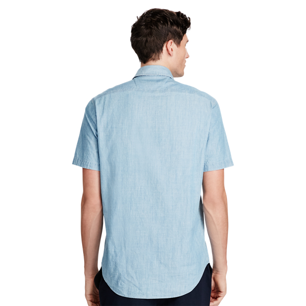 Lite Indigo/Natural Classic Fit Chambray Workshirt Polo Ralph Lauren 4