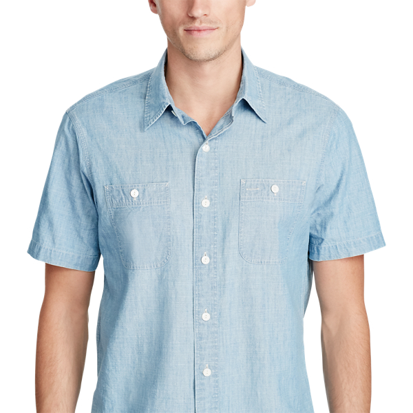 Lite Indigo/Natural Classic Fit Chambray Workshirt Polo Ralph Lauren 5