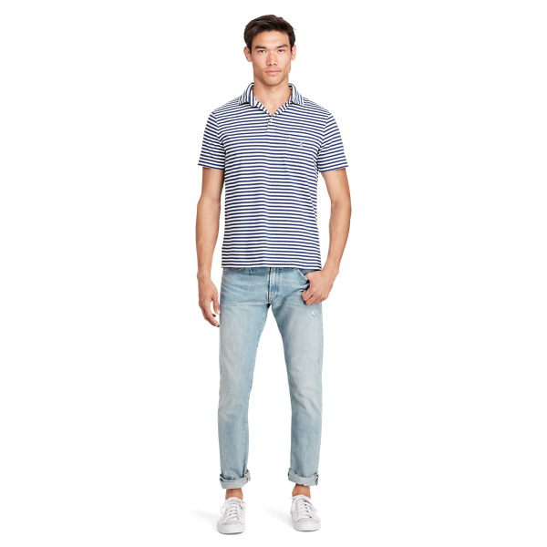 Fresco Blue/White Classic Fit Jersey Polo Shirt Polo Ralph Lauren 3