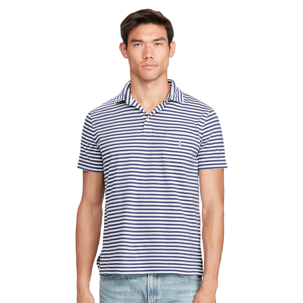 Fresco Blue/White Classic Fit Jersey Polo Shirt Polo Ralph Lauren 4