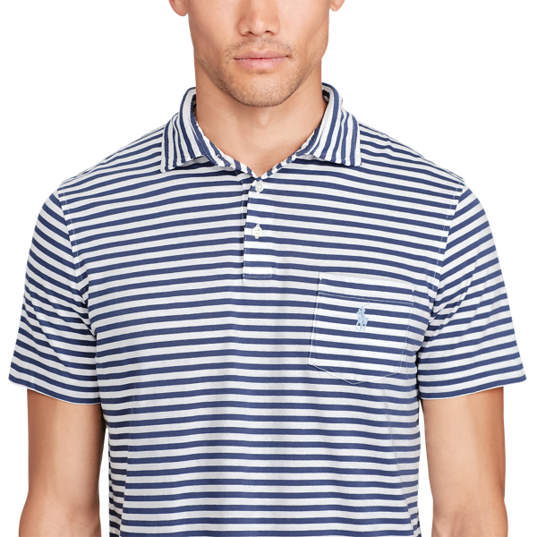 Fresco Blue/White Classic Fit Jersey Polo Shirt Polo Ralph Lauren 6