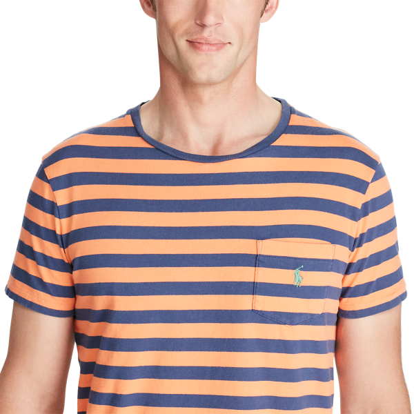 May Orange/Observer Blue Cotton Jersey Pocket T-Shirt Polo Ralph Lauren 3
