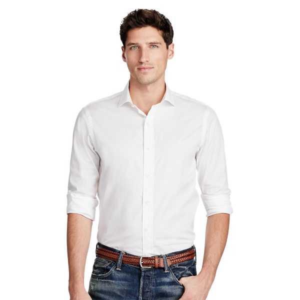 White Slim Fit Cotton Poplin Shirt Polo Ralph Lauren 3